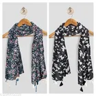 Chiffon Scarves for Women, Black, Pack of 2