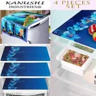 KANUSHI Industries® 1 Pc Fridge Cover for Top with 6 Utility Pockets + 3 Fridge Mats 