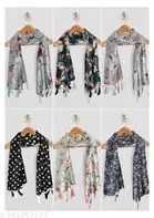 Poly Chiffon Printed Scarves for Women, Multicolor, Pack of 6