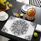 Grover Table Placemats for Kitchen/Dining Table Pack of 6 White Black Flower