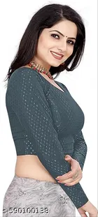 Lycra Ready Made Blouse for Women, Grey 