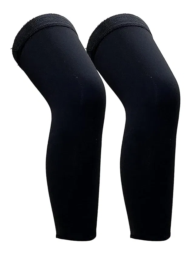 Long Leg Sleeve Knee Support, 1 Pair (Black)