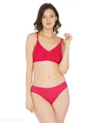 Cotton Blend Solid Lingerie Set for Women 