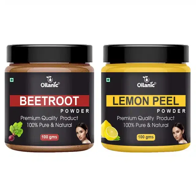 Natural Beetroot & Lemon Peel Powder for Skin & Hair (Pack of 2, 100 g)