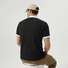 Cotton Blend Colorblocked Polo Neck T-Shirt for Men, Black 