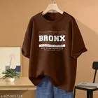 Cotton Blend Printed T-shirt for Women, Brown 
