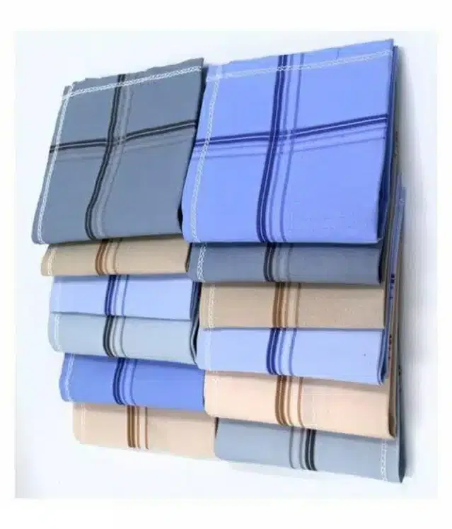 Cotton Blend Handkerchiefs for Men (Pack of 12) (Multicolor, 18x18 cm)