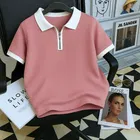 Cotton Blend Colorblocked Polo Neck T-Shirt for Men, Pink 