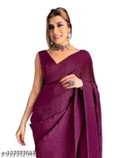 Crushed Satin Party Wear Saree for Women 