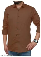 Cotton Blend Solid Shirt for Men, Brown 