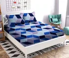 Glace Cotton Printed Fitted Double Bedsheet with Two Pillow Covers 