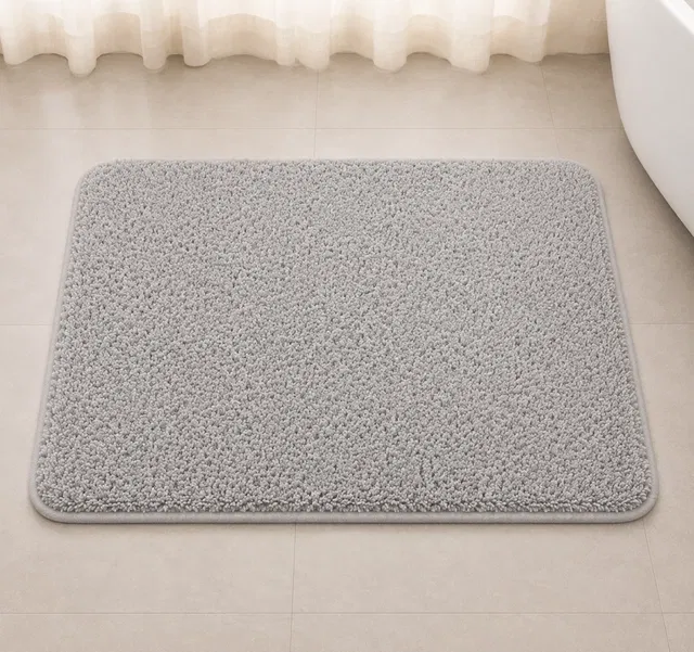 Microfiber Anti Skid Ultra Soft Bathmat and Shaggy Floor Mats Light Grey [58x38cm]
