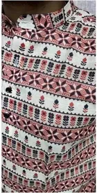 Cotton Blend Printed Short Kurta for Men 