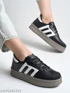 Solid Synthetic Slip-on Sneakers 