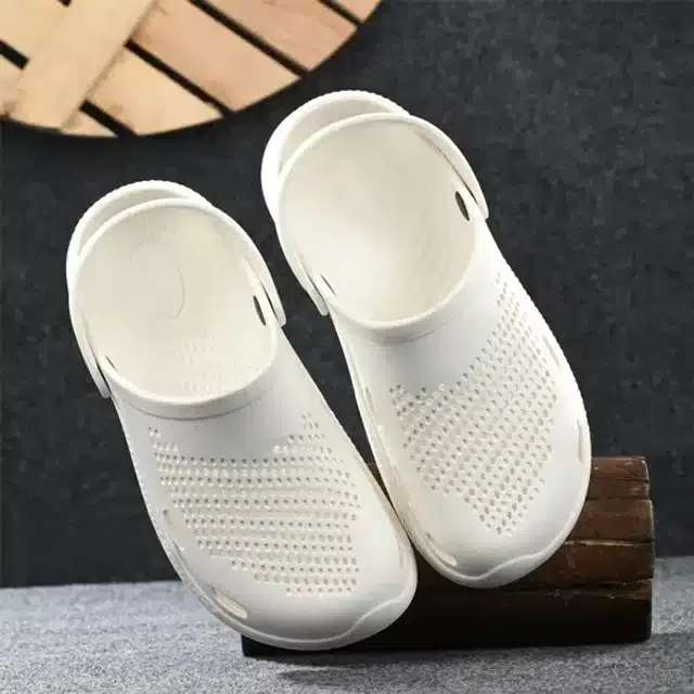 Bersache Clogs for Men (White, 7)