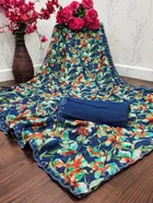 Georgette Printed Saree for Women, Teal 