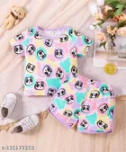 Poly Silk Half Sleeves T-Shirt with Pant Clothing Set for Kids 