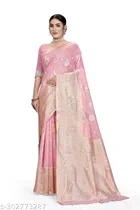 Linen Zari Woven Saree for Women 