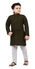Cotton Solid Kurta with Pyjama for Boys 