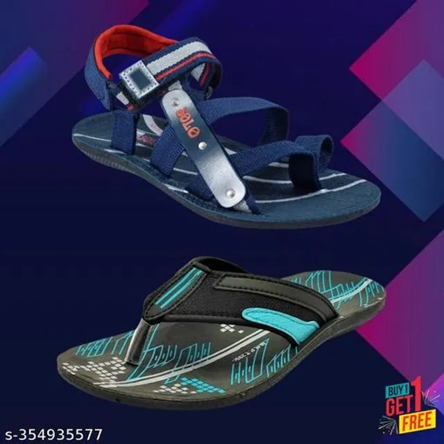 Sandal with Flipflop for Men (Multicolor, 6) (Pack of 2)