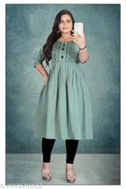 Button Detail Cotton Kurti for Women 