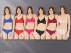 Cotton Blend Solid Lingerie Set for Women 