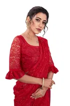 Net Solid Saree for Women 