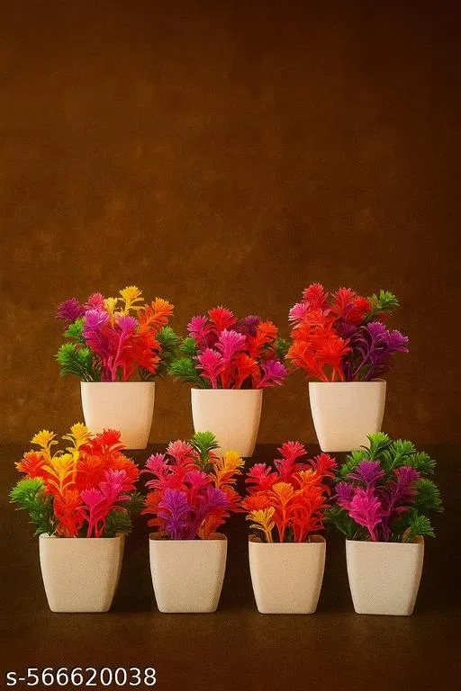Plastic Artificial Flowers, Multioclor, Pack of 7