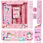 Unicorn Stationery Set for Girls-Unicorn set kit includes-Pencil Box for Girls,Colour set for kids,Unicorn Theme Scale Pencil Eraser Sharpener combo pack for School, Birthday Gift for Girls 
