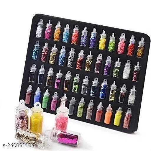 Acrylic 3D Nail Art 48 Pcs Glitter Bottles (Multicolor, Set of 1)