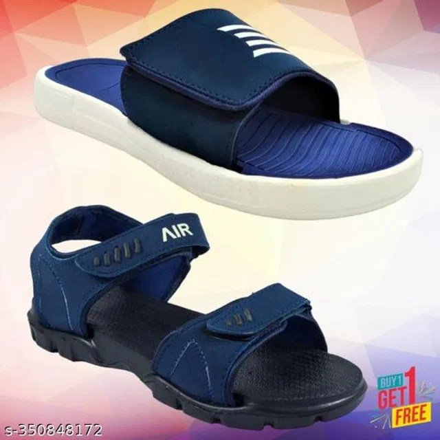 Sandal with Sliders for Men (Multicolor, 10) (Pack of 2)