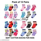 Cotton Socks for Kids, Set of 12 (Multicolor, 0-3 Months)