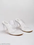 [234] White Solid Open Toe Heel Sandals for Women 