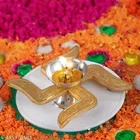 Metal Swastik Diya with Velvet Box 