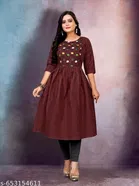 Solid Embroidered Cotton Kurti for Women, Pack of 2 