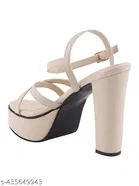 Solid Synthetic Round Toe Block Heels for Kids 