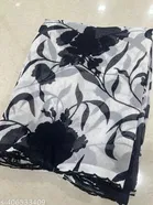 Georgette Printed Saree for Women, Black 