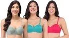 Cotton Blend Solid Padded Bra for Women (Multicolor, 30B) (Pack of 3)