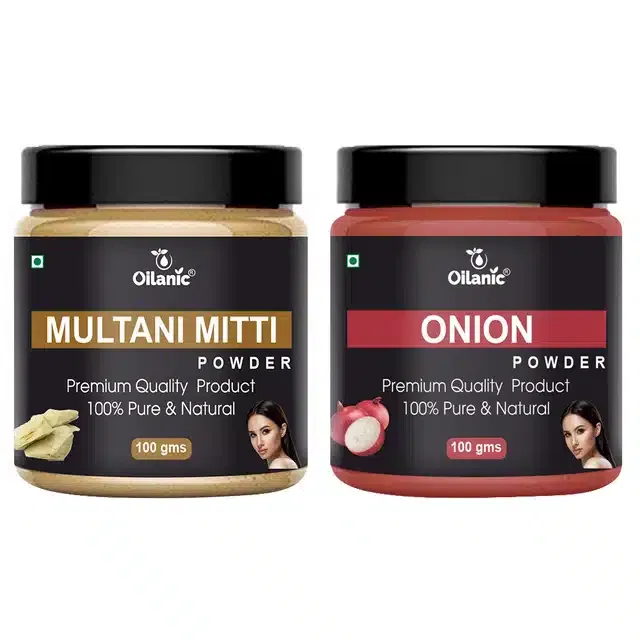 Natural Multani Mitti & Onion Powder for Skin & Hair (Pack of 2, 100 g)