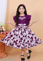 Printed Cotton Blend Fit And Flare Dress for Girls 