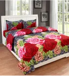 Polycotton Printed Double Bedsheet with Two Pillow Covers 