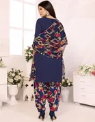 Crepe Unstitched Suit for Women, Blue 
