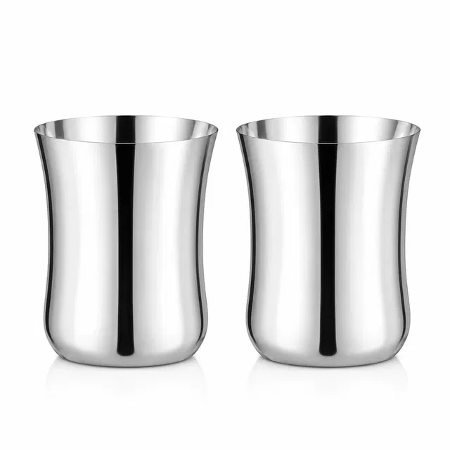SimpleHome स्टील डमरू ग्लास, 300 ml, 2 का पैक