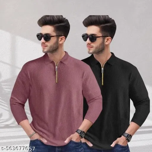 Cotton Blend T-shirt for Men, Maroon & Black, Pack of 2 (XL)