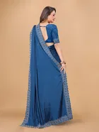 Crepe Embellished Saree with Blouse Piece for Women 