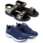 Combo of Sports Shoes with Sandals for Men (Multicolor, 6) (Set of 2)