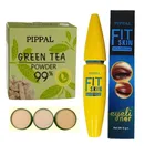 Pippal Green Tea Powder Compact (20 g) with Fit Skin Eyeliner (6 ml) (Set of 2)