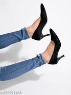 Shoetopia Suede Pointed Toe Block Heels for Kids 