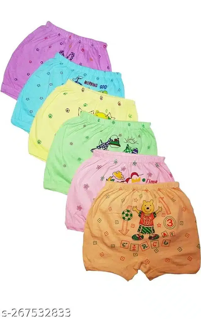 Cotton Innerwear Shorts for Kids (Multicolor, 9-12 Months) (Pack of 6)