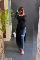 Georgette Solid Straight Kurti for Women 